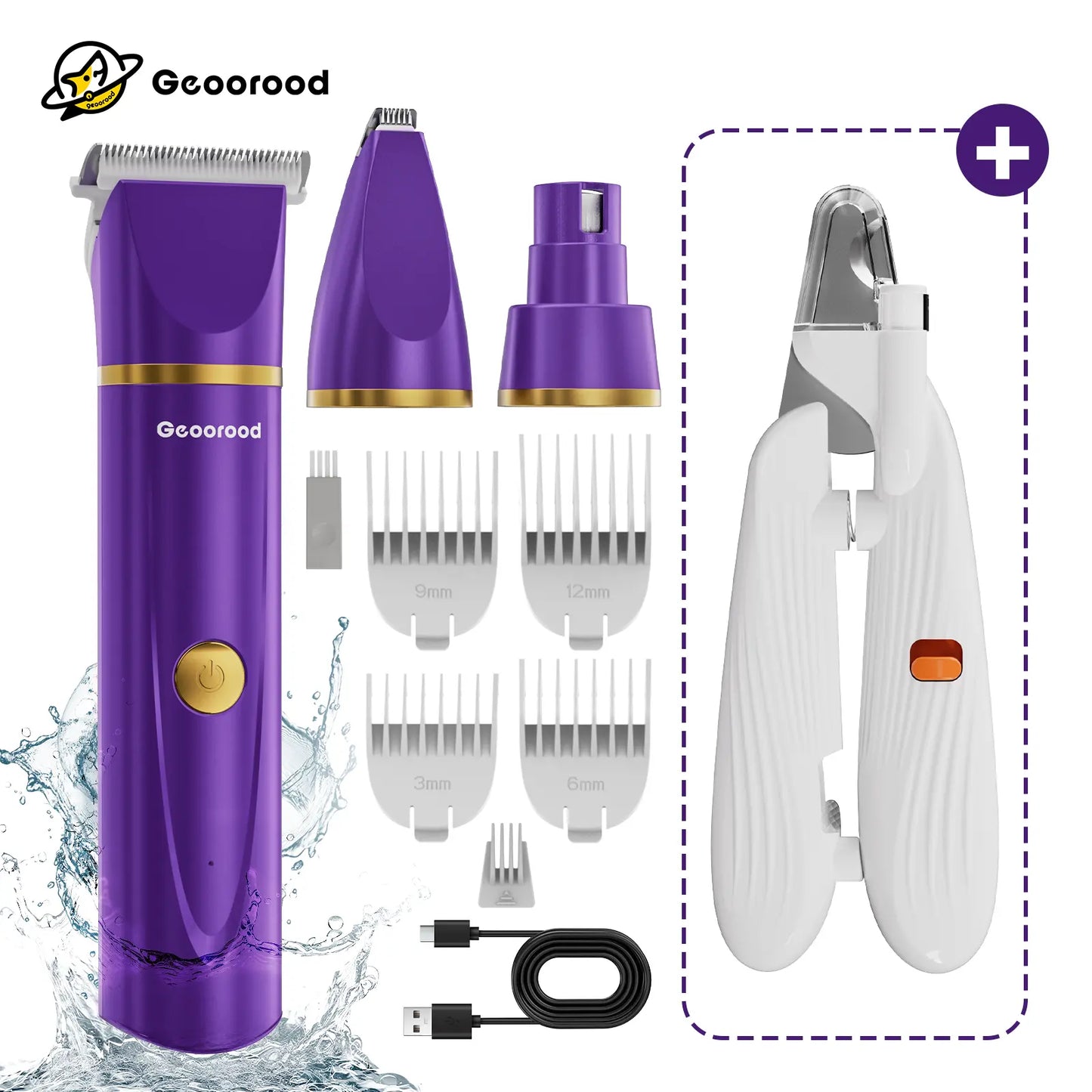 Cordless Pet Grooming Kit – Low Noise, IPX7 Waterproof – Nail Grinder & Paw Trimmer for Dogs & Cats