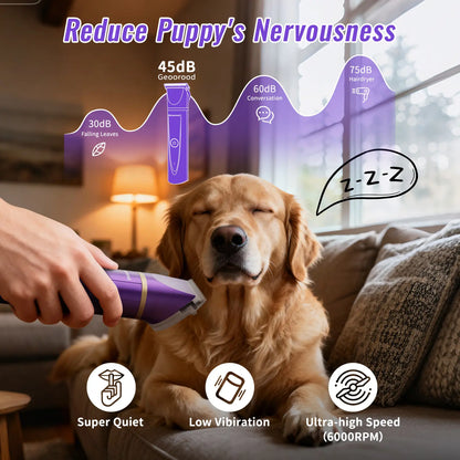 Cordless Pet Grooming Kit – Low Noise, IPX7 Waterproof – Nail Grinder & Paw Trimmer for Dogs & Cats