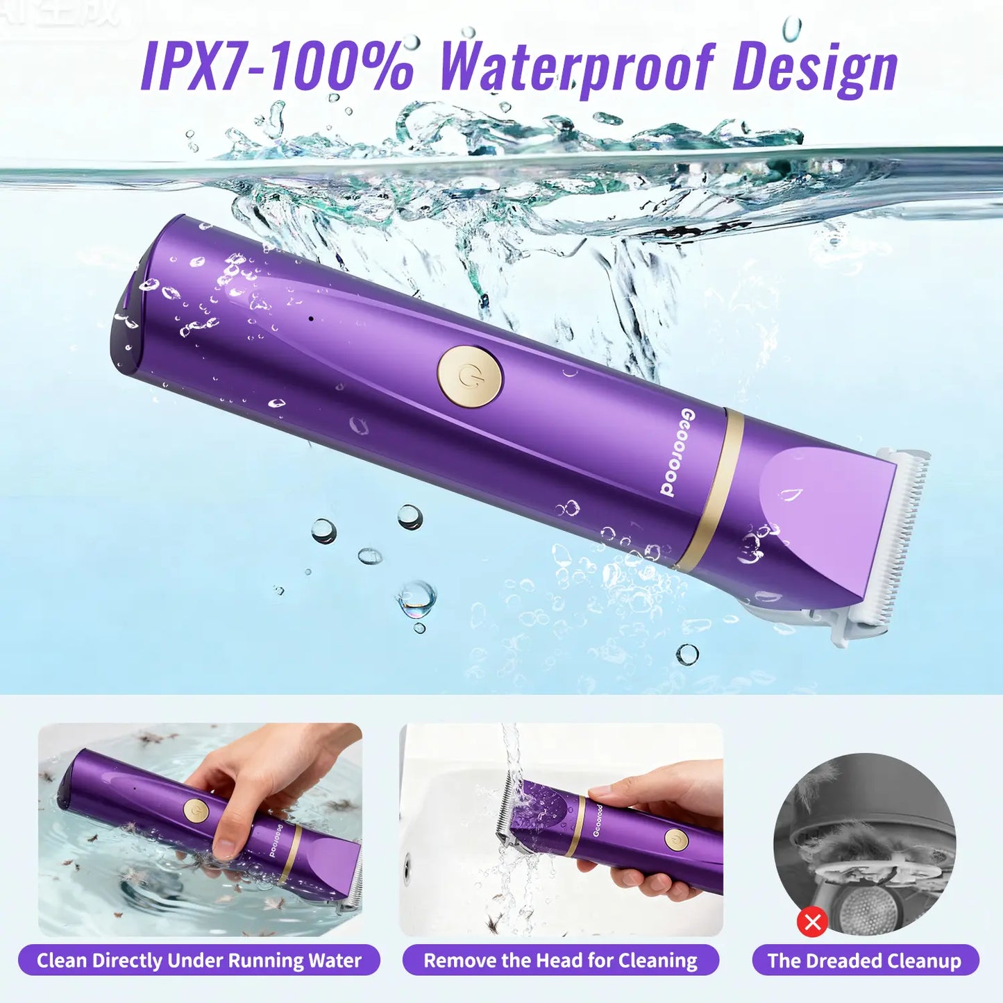 Cordless Pet Grooming Kit – Low Noise, IPX7 Waterproof – Nail Grinder & Paw Trimmer for Dogs & Cats