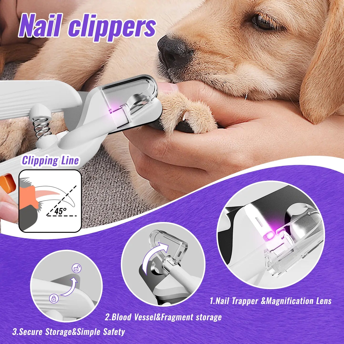 Cordless Pet Grooming Kit – Low Noise, IPX7 Waterproof – Nail Grinder & Paw Trimmer for Dogs & Cats