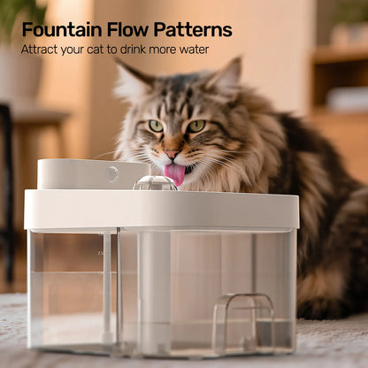 Wi-Fi Pet Water Fountain – App Control, 5000mAh Battery – Clean/Waste Separation for Cats