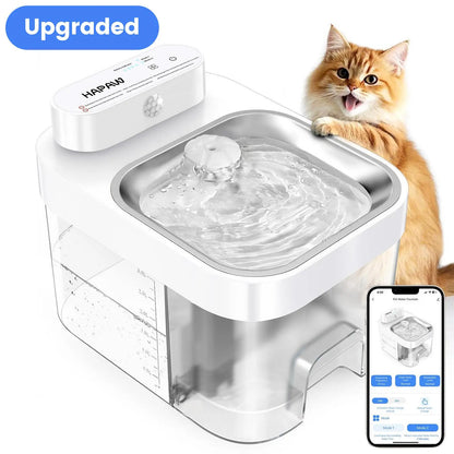 Wi-Fi Pet Water Fountain – App Control, 5000mAh Battery – Clean/Waste Separation for Cats