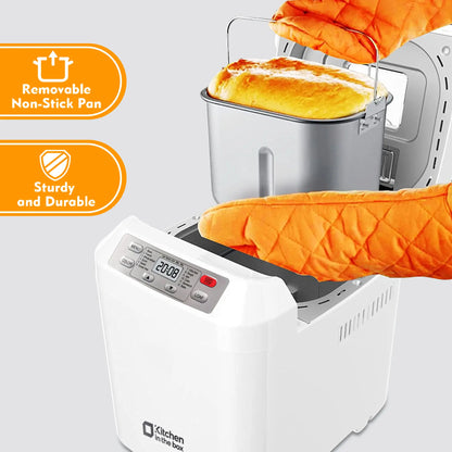 Bread Maker Machine – 12-in-1 with Auto Fruit Nut Dispenser – 2LB Loaf, Gluten-Free, 13H Timer & 3 Crust Settings