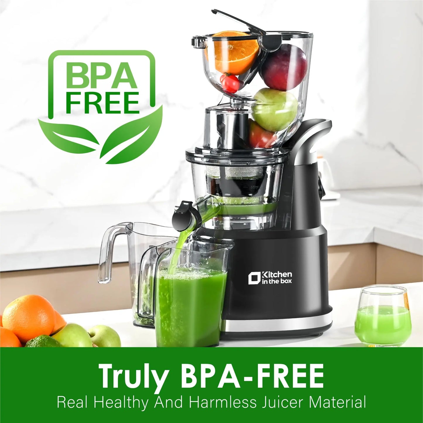 Slow Masticating Juicer – Cold Press, High Yield, Easy Clean – Quiet BPA-Free Home Juice Maker