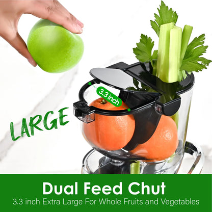 Slow Masticating Juicer – Cold Press, High Yield, Easy Clean – Quiet BPA-Free Home Juice Maker