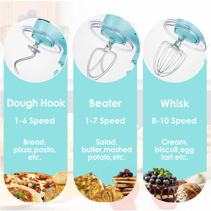 6.5QT Tilt-Head Stand Mixer – Upgraded 10-Speed Motor – Complete Set with Bowl, Hook, Whisk & Beater for Home Baking