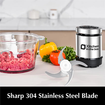 400W Food Chopper & Grinder – 2 Bowls, 2 Bi-Level Blades – Grind Meat, Chop Veggies, Fish & Baby Food