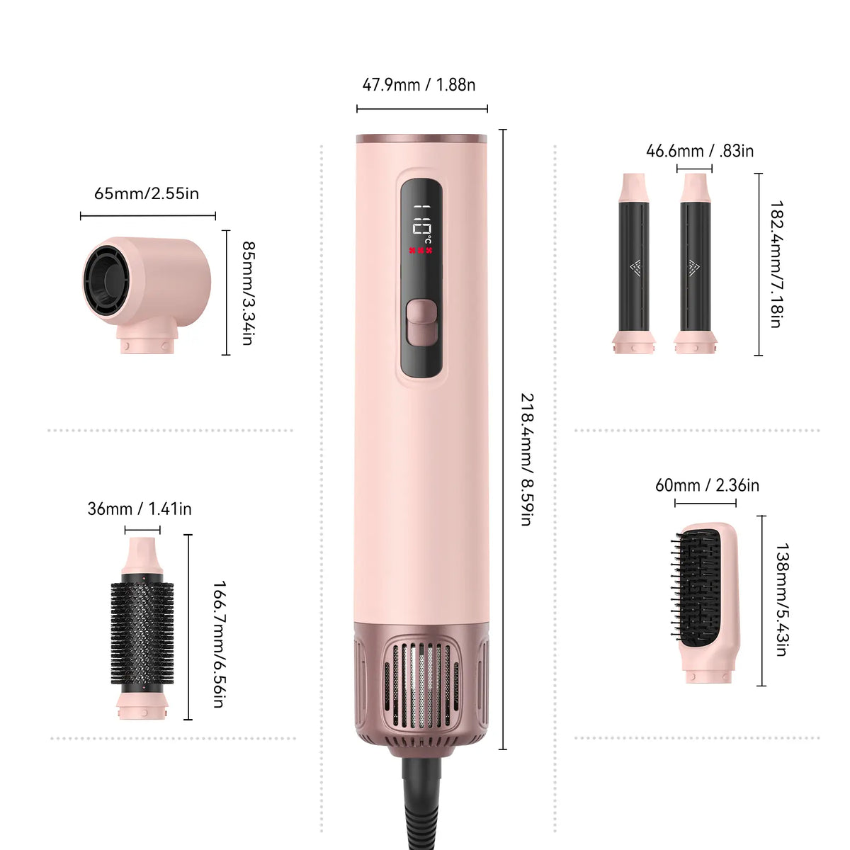 5-in-1 Salon Air Styler – Hot Air Brush, Ultra-Light – Curling & Hair Tools Set – 30-Day Warranty Included