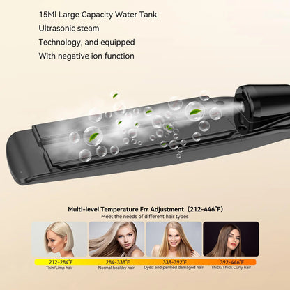 Infrared Steam Hair Styling Tool – 2-in-1 Straightener & Curler – Anti-Frizz, Smooth, Steam Protection for Salon Results