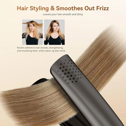 Infrared Steam Hair Styling Tool – 2-in-1 Straightener & Curler – Anti-Frizz, Smooth, Steam Protection for Salon Results