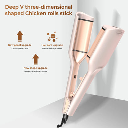 Ionic Deep Waver – Effortless Beachy Wave Curler – Pink, Creates Natural Voluminous Curls – Hair Styling Made Easy