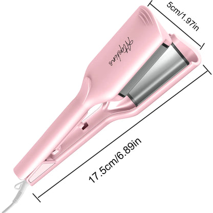 Ionic Deep Waver – Effortless Beachy Wave Curler – Pink, Creates Natural Voluminous Curls – Hair Styling Made Easy